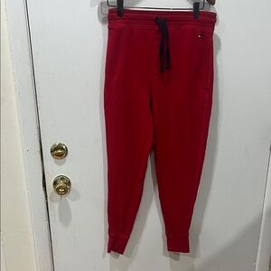 Tommy Hilfiger Kids Red Jogger Sweatpants with Navy Drawstring